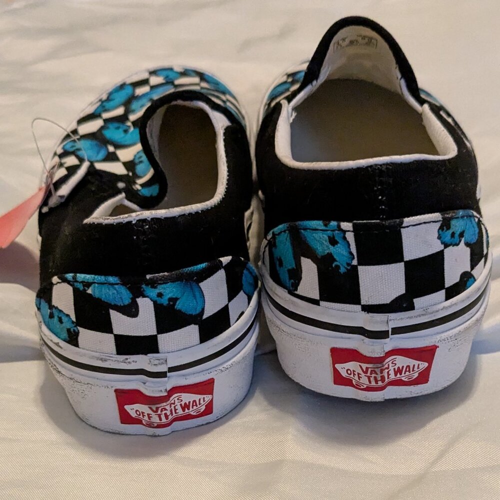 Vans black check/blue butterfly slip on sizes W6 ... M4.5 - Picture 5 of 7